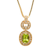 A PERIDOT, DIAMOND AND 14K GOL