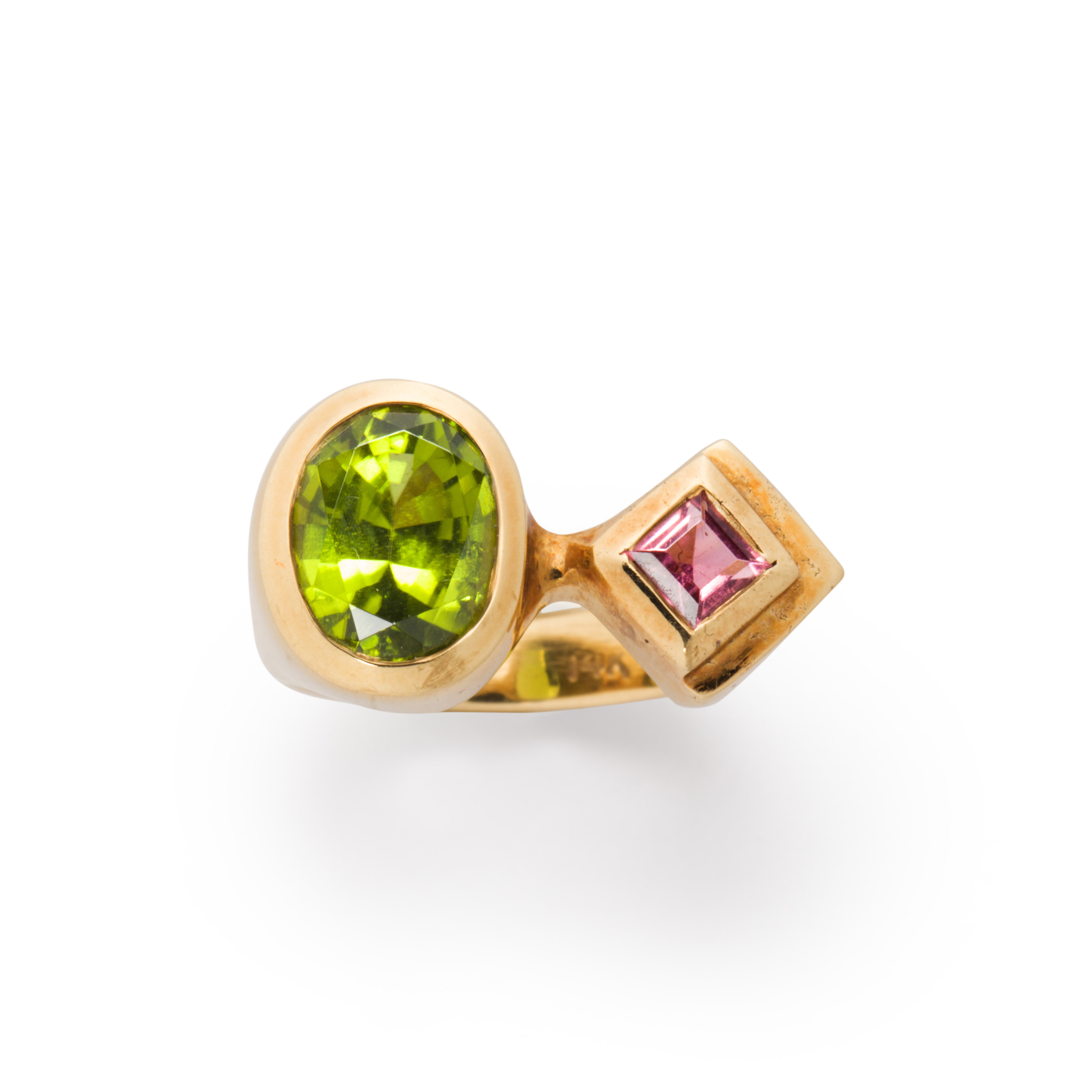 A PERIDOT, PINK BERYL AND