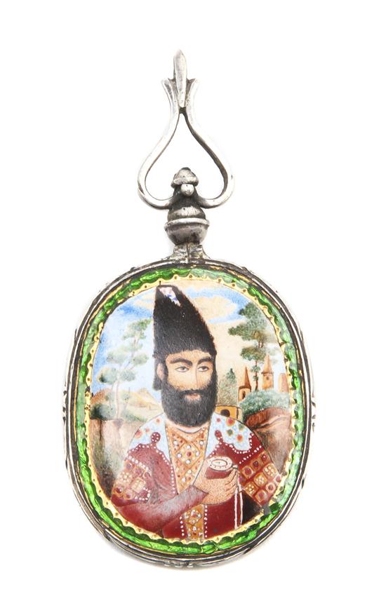 A Persian Enameled Pendant of
