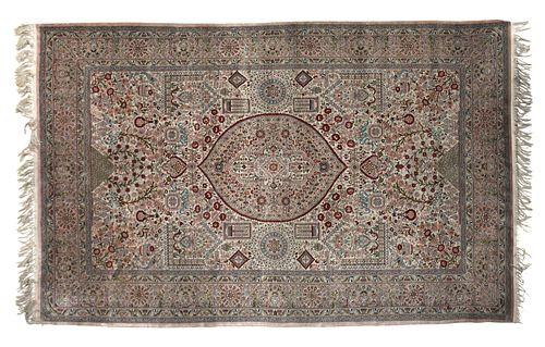A PERSIAN ISFAHAN STYLE SILK RUG,