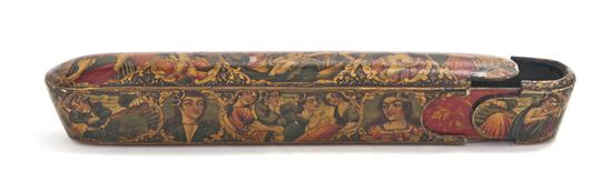 A Persian Lacquered Wood and Papier