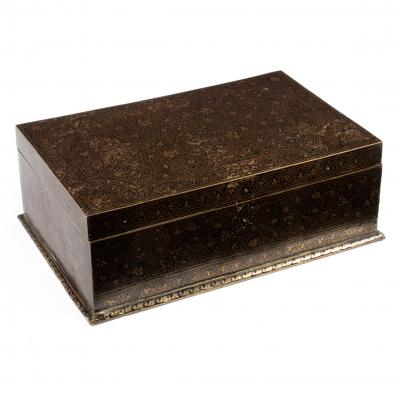A Persian niello box, 26cm wide