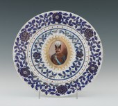 A Persian Portrait Plate Porce