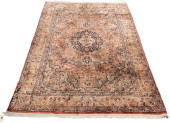 A PERSIAN QUM  ART SILK RUG WI