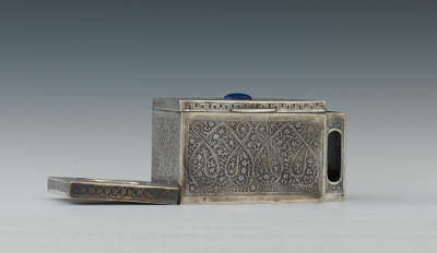 A Persian Silver Smoking Set A