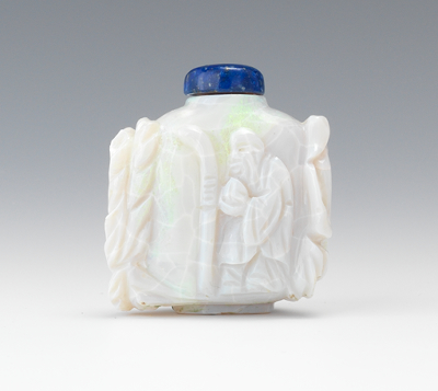 A Petite Carved Opal Snuff Bottle