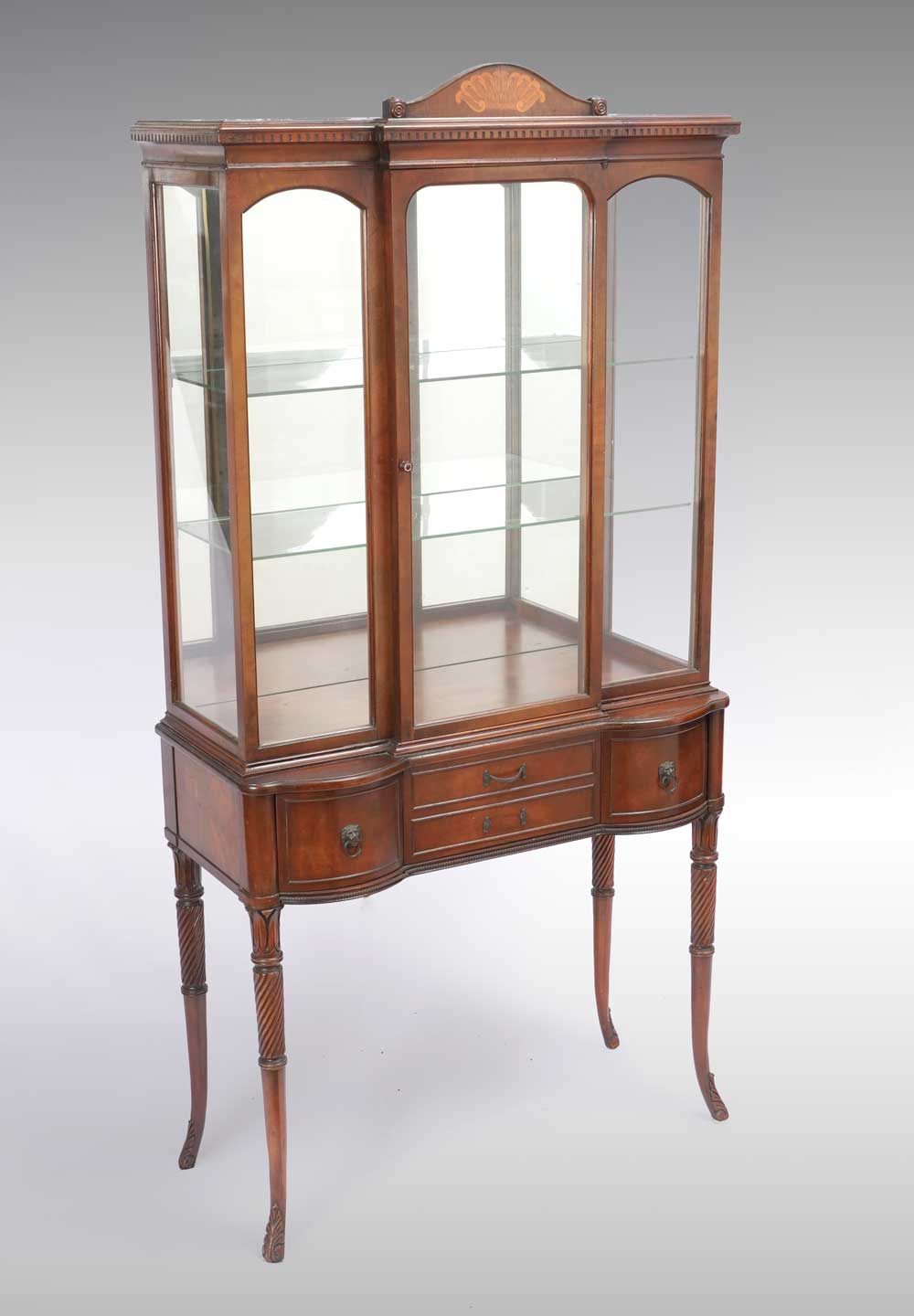 A PETITE MAHOGANY DISPLAY CURIO