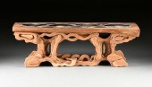 A PETRIFIED PALM INLAID AND CA