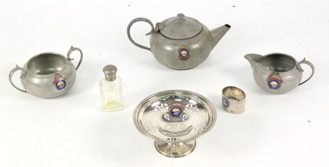 A pewter tea set of Masonic