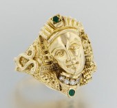 A Pharaoh Design Ring with Dia