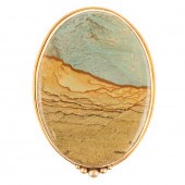 A PICTURE JASPER BOLO TIE IN 1