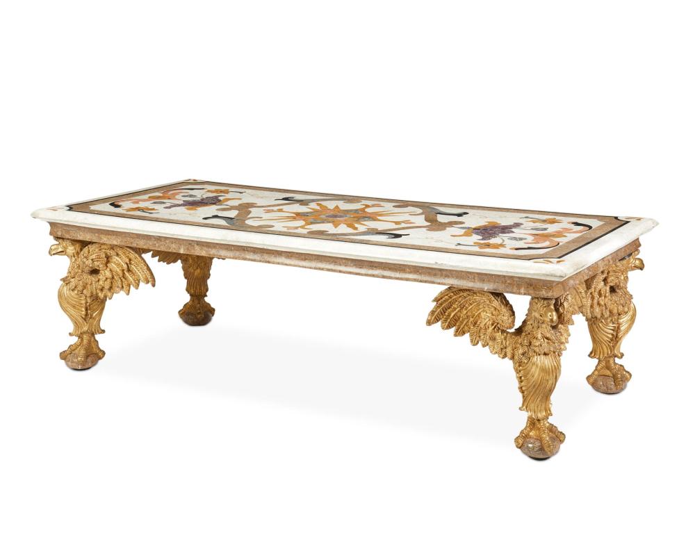 A PIETRA DURA SPECIMEN MARBLE TOP