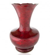 A PIGEON BLOOD RED ENAMEL VASE