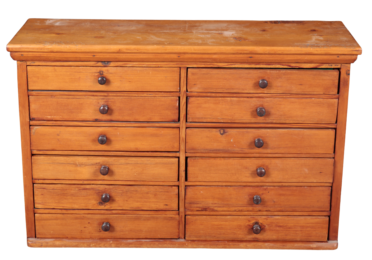A PINE COLLECTOR'S CHEST 20th