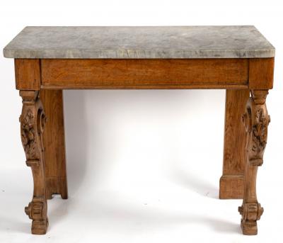 A pine console table with grey