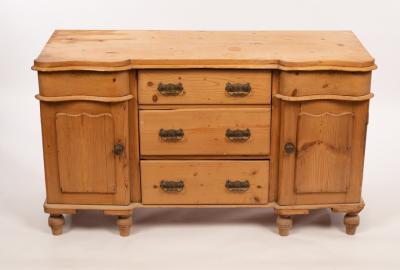 A pine dresser base fitted