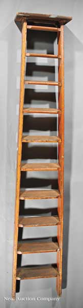 A Pine Library Ladder fitted with