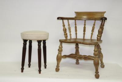 A pine spindle back chair with