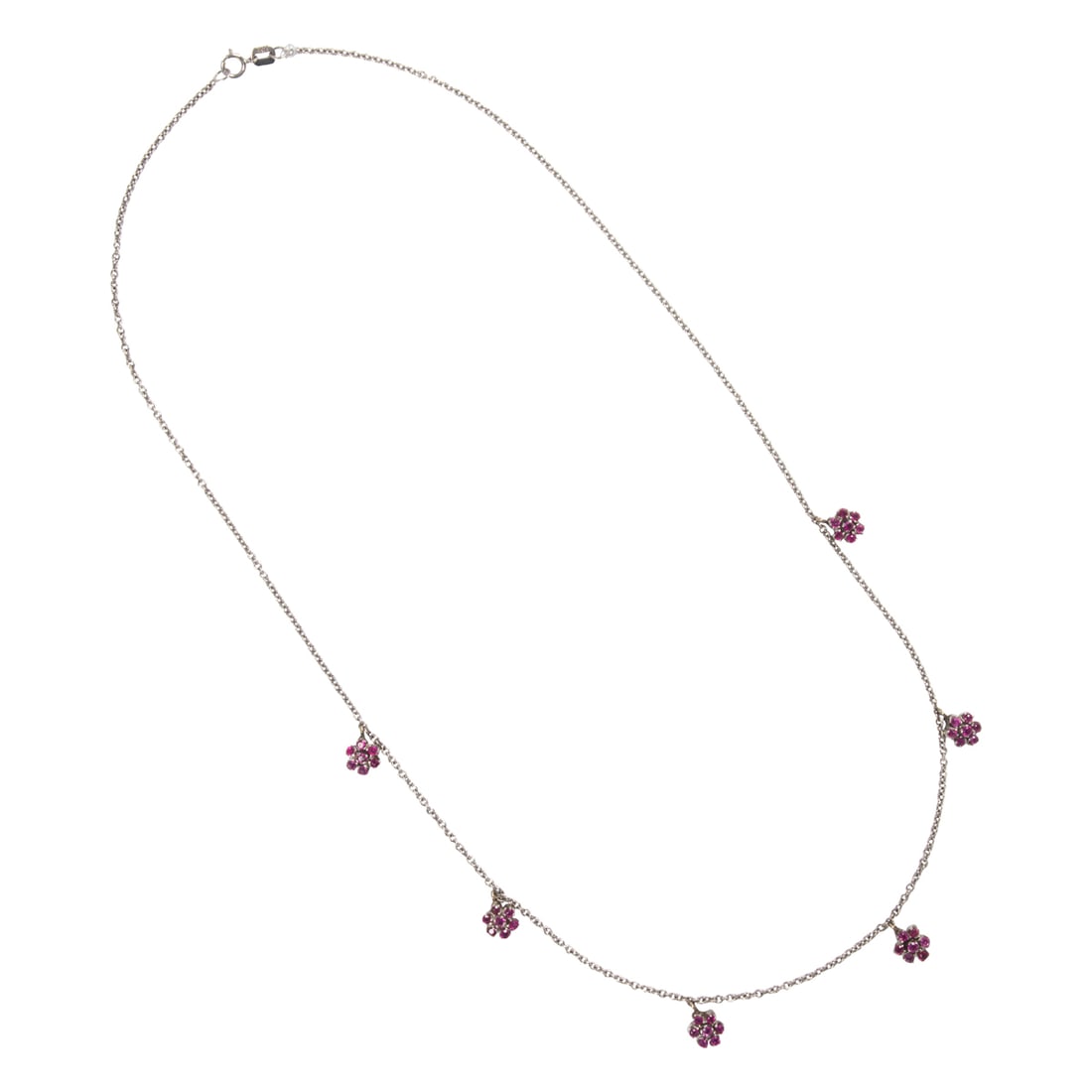 A PINK SAPPHIRE AND 14K WHITE