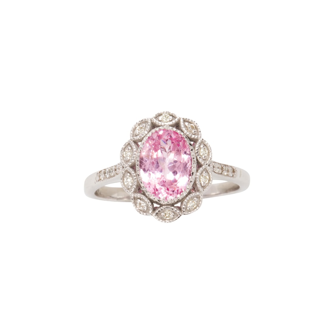 A PINK SAPPHIRE, DIAMOND AND 14K