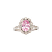 A PINK SAPPHIRE, DIAMOND AND 1