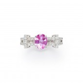 A PINK SAPPHIRE, DIAMOND AND E