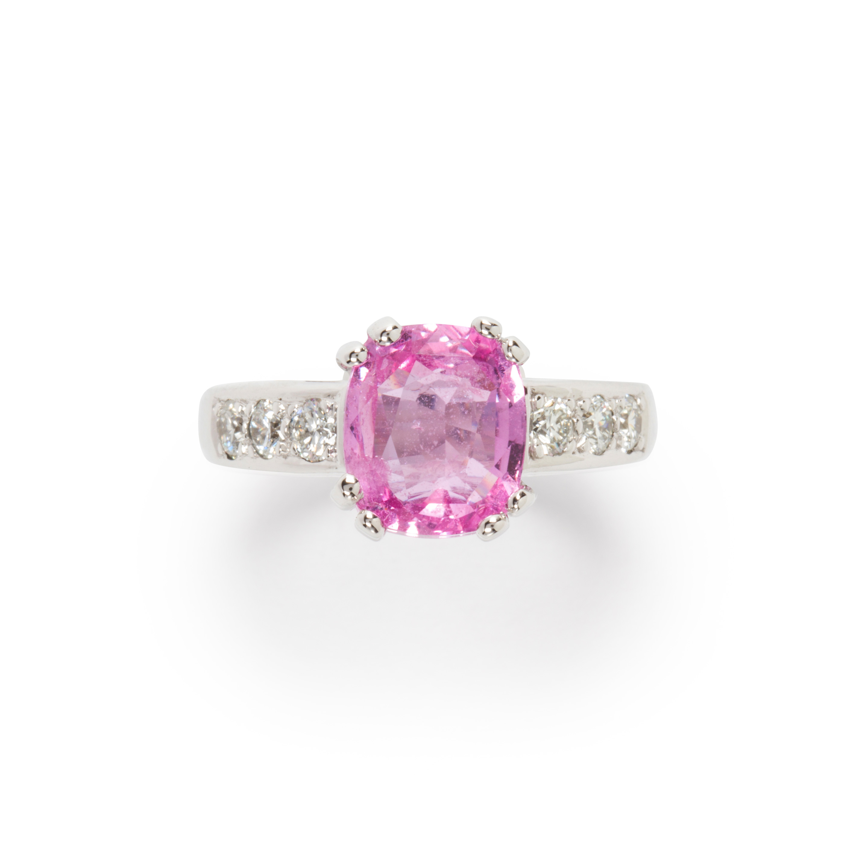 A PINK SAPPHIRE, DIAMOND AND