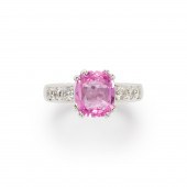 A PINK SAPPHIRE, DIAMOND AND E