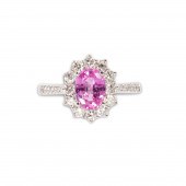 A PINK SAPPHIRE, DIAMOND AND P
