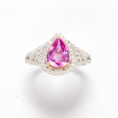 A PINK SAPPHIRE, DIAMOND AND F