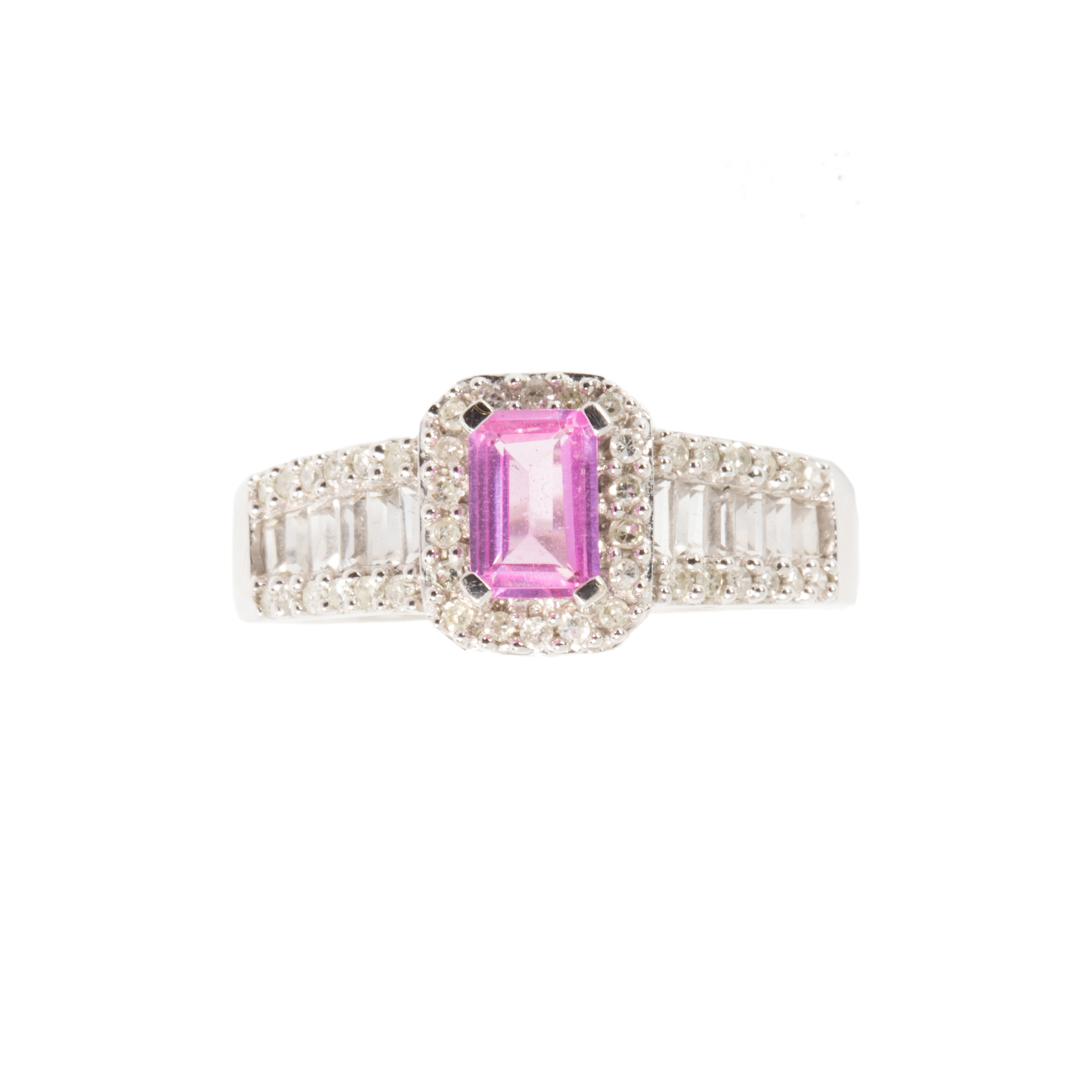 A PINK SAPPHIRE, DIAMOND AND