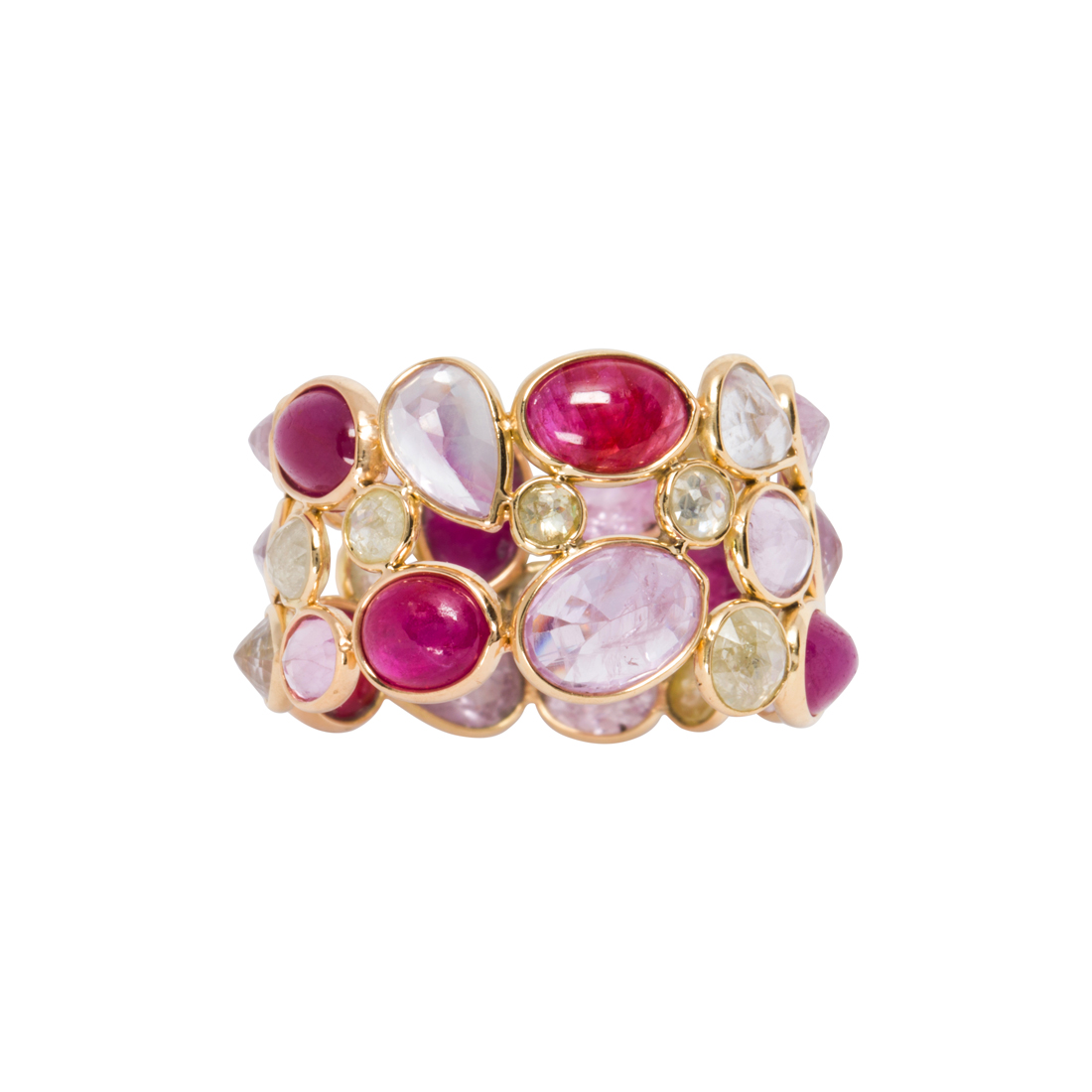 A PINK SAPPHIRE, RUBY, DIAMOND