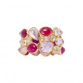 A PINK SAPPHIRE, RUBY, DIAMOND