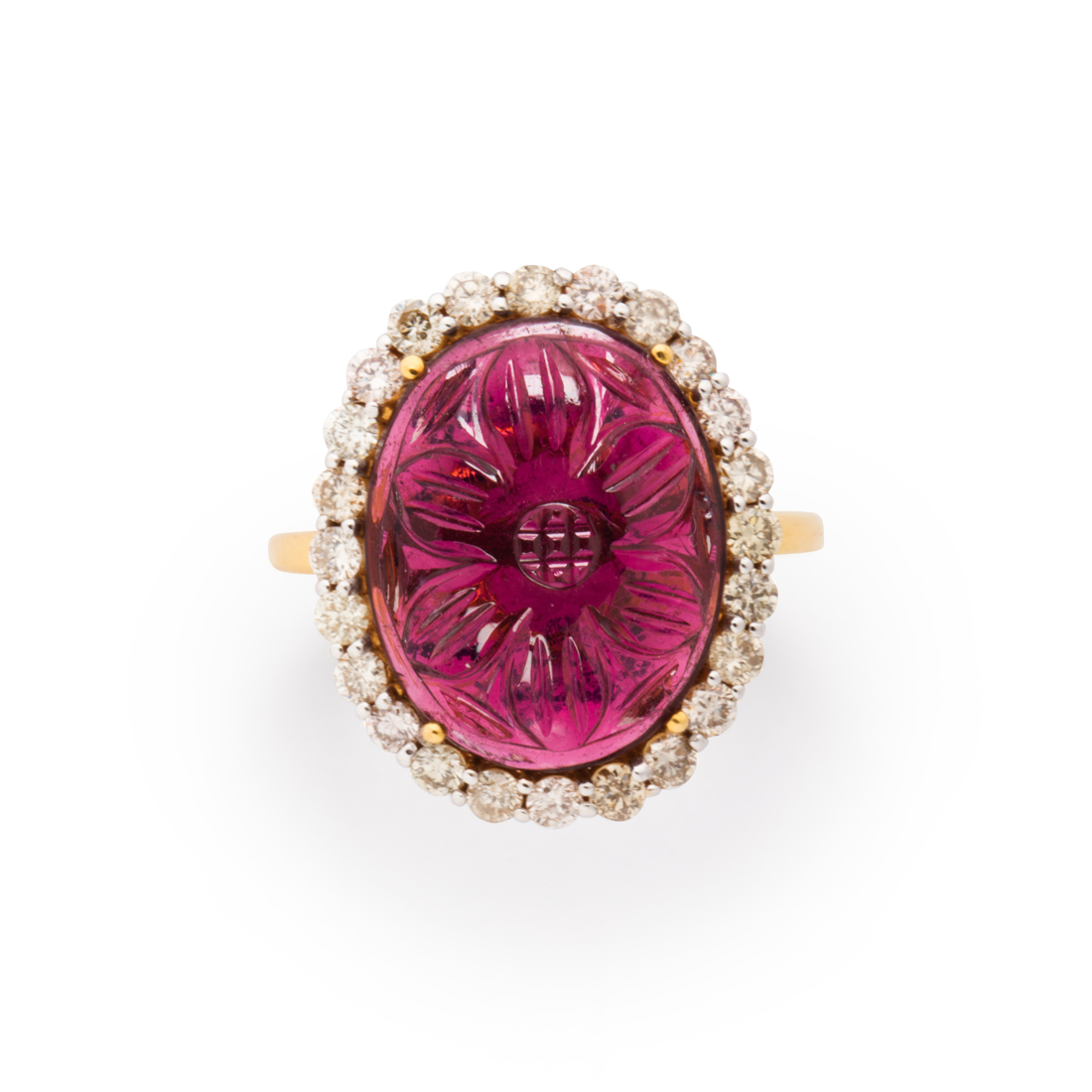 A PINK TOURMALINE, DIAMOND AND