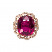 A PINK TOURMALINE, DIAMOND AND