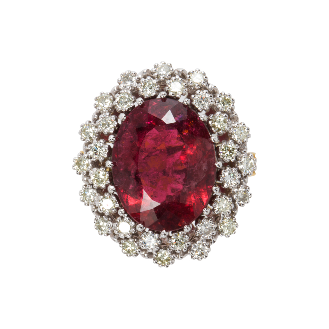 A PINK TOURMALINE, DIAMOND AND