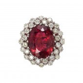 A PINK TOURMALINE, DIAMOND AND