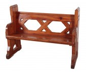 A PITCH PINE PEW OF SMALL PROP