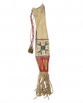 A PLAINS BEADED HIDE TOBACCO B