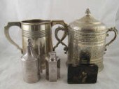 A plated biscuit barrel in the