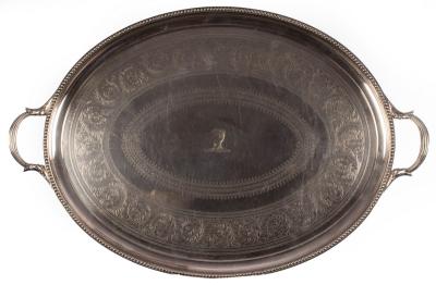 A plated oval tray, Elkington &