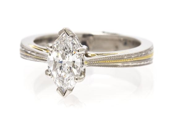 A Platinum 18 Karat Yellow Gold and