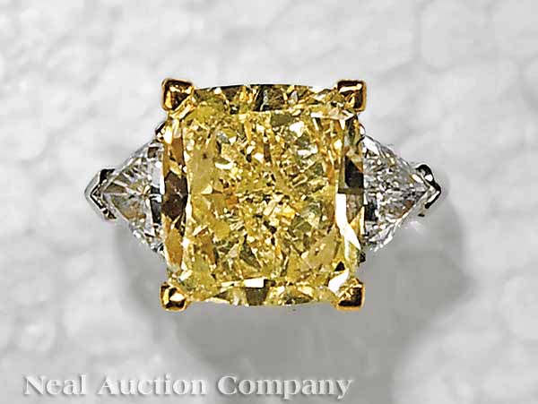 A Platinum and Yellow Radiant-Cut