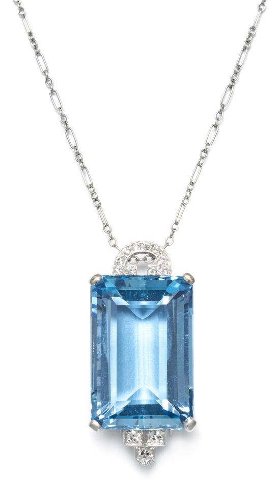A Platinum Aquamarine and Diamond