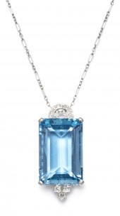 A Platinum Aquamarine and Diam