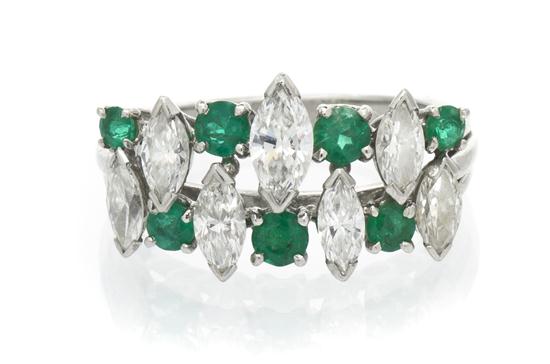 A Platinum Emerald and Diamond Ring
