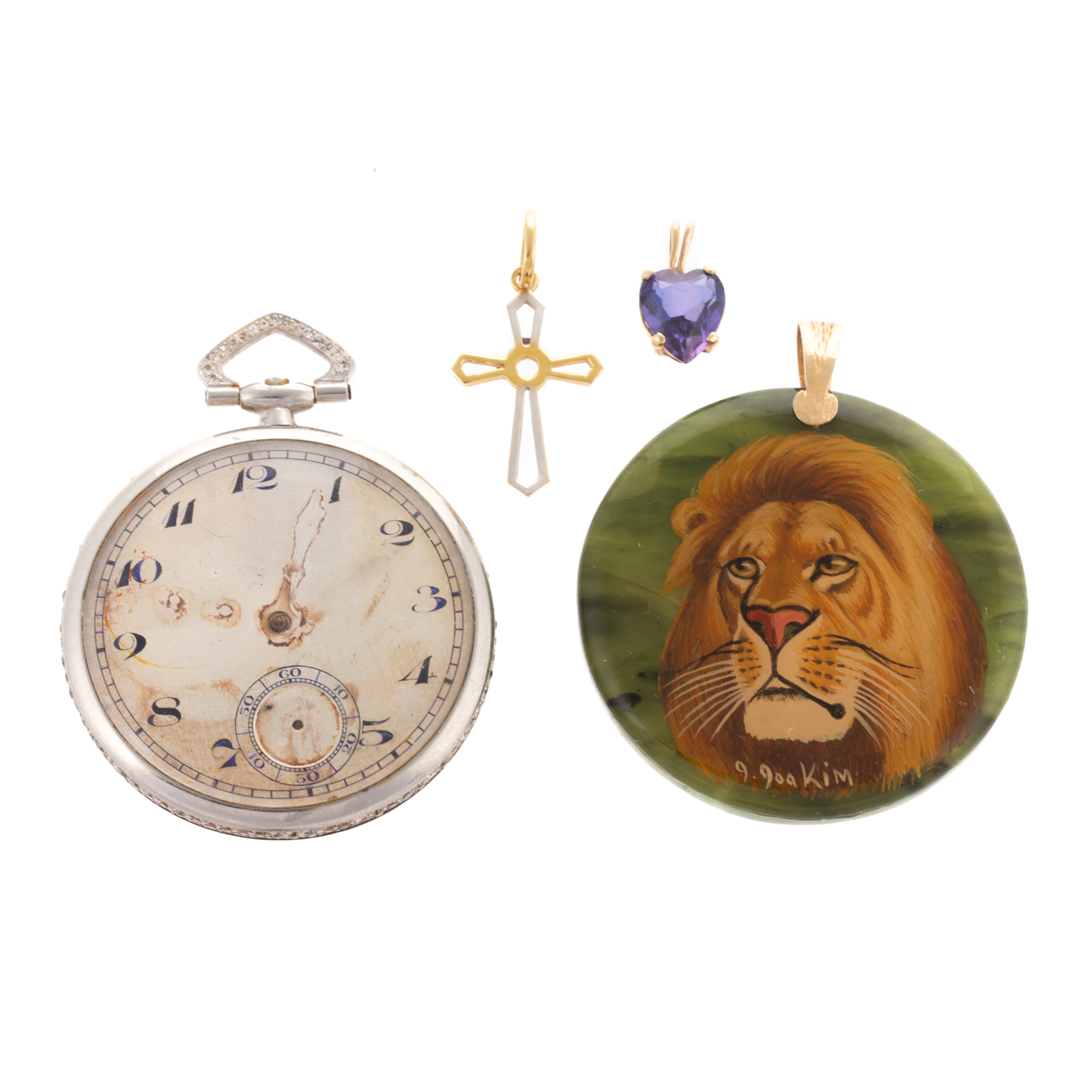 A PLATINUM POCKET WATCH & GOLD