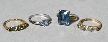 A platinum ring with three topaz