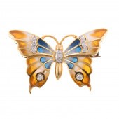 A PLIQUE-A-JOUR ENAMEL BUTTERF