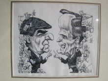 A political cartoon featuring